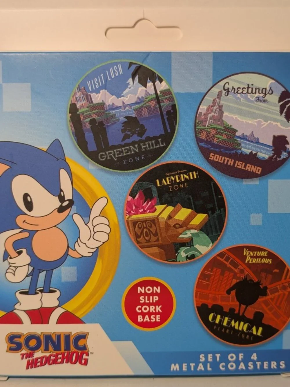 Sonic The Hedgehog Set of 4 Coasters Non-Slip Cork Base Official Collectibles